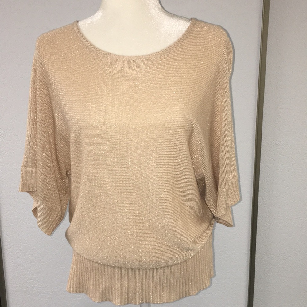 Cable & Gauge dolman sleeve gold sweater